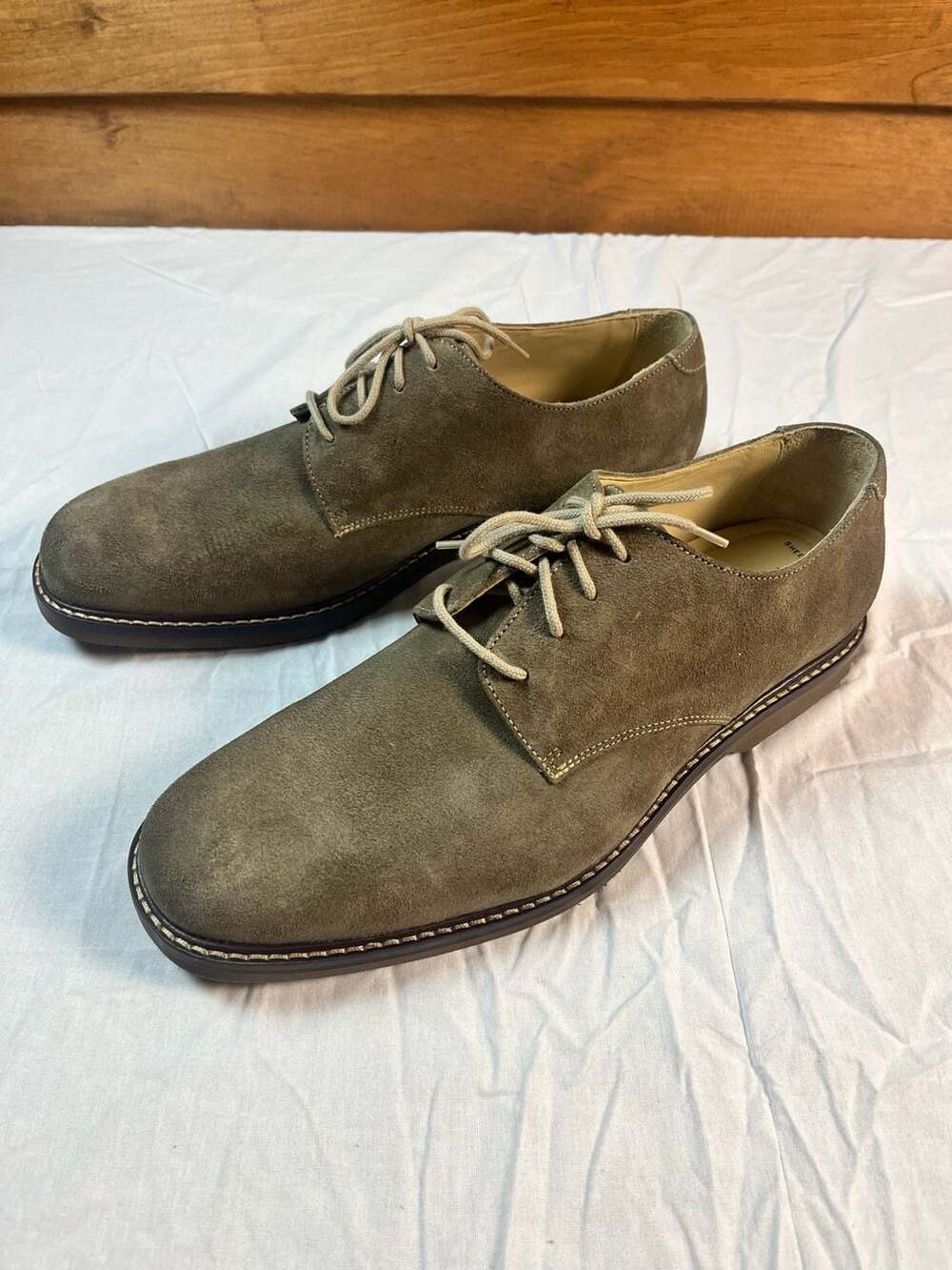 Johnston & Murphy Suede Leather Lace-Up Oxford Shoes Sheepskin Lining 11.5